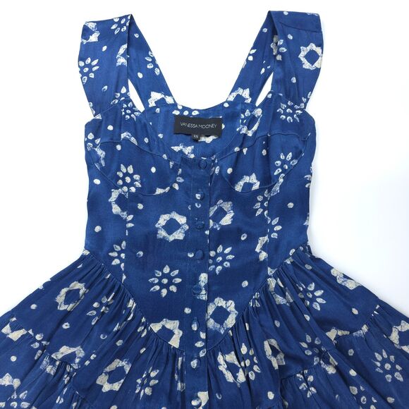 NEW Vanessa Mooney Elisabeth Corset Romper Mini Dress Indigo Flower Coquette - Picture 3 of 11